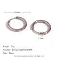 Classic 16mm silver 316L stainless steel hoop earrings for women in polished finish - 16mm / Silver