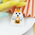 Ghost with pumpkin lantern acrylic pendant charm for Halloween DIY jewelry making - Ghost with Pumpkin Lantern (1)