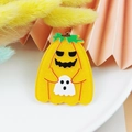 Glittery yellow pumpkin ghost acrylic charm for Halloween DIY jewelry making projects - Ginger Yellow Holding Small Ghost (2)