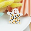 Ghost-shaped acrylic charm with yellow flowers and glitter for DIY Halloween jewelry - White Ghost with Yellow Flowers (3)