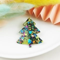 Translucent green acrylic Christmas tree charm with colorful glitter and top hole - Colorful Sequin Tree (2)