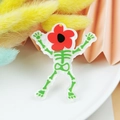 Pendaglio scheletro verde in acrilico con testa a fiore per gioielli Halloween - Scheletro Verde con Testa di Fiore Rosso (6)