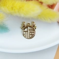 Golden DIY pendant with deer antler design and Chinese Fu character element - Gold