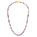Chic 18K gold plated tennis necklace featuring rectangular pink cubic zirconia stones - Gold-Pink Rhinestone