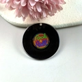 Retro vinyl record acrylic charm with neon Rock & Roll text for DIY jewelry making - Vinyl Record
