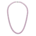 Rosa Tennis-Halskette mit rechteckigen Zirkonia-Steinen und silberfarbener Fassung - Silber - Rosa Strass