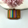 Retro TV acrylic charm with colorful signal pattern for DIY jewelry and keychains - TV