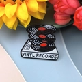 Retro vinyl record player acrylic charm in black glitter finish for DIY earrings - Turntable And Stacked Records Style
