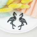 Gothic flamingo skeleton charms with white bone print and glitter for DIY jewelry making - Flamingo