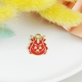 DIY red enamel dragon pendant with gold edges for keychains and jewelry making - Dragon Head