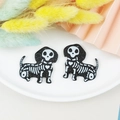 Halloween acrylic dachshund skeleton charm with glitter finish for DIY jewelry crafts - Dog