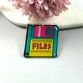 Retro Acryl-Kassettenanhänger in Türkis und Rosa mit FILES-Text für DIY-Schmuck - Dokument