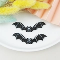 Halloween black glitter acrylic bat pendant with skull print for DIY jewelry making - Bat