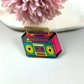 Retro-Kassetten-Acryl-Anhänger in Pink und Cyan mit Pop-Art-Design für DIY-Schmuck - Rekorder