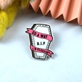 White coffin acrylic charm with pink ribbon and GO AWAY R.I.P text for DIY jewelry - White Coffin with Ribbon Design(1)