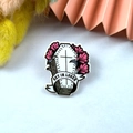 Acrylic Halloween skull coffin charm with pink flowers and Get In Loser slogan - Coffin with Slogan Design(3)