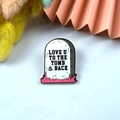 Gothic acrylic tombstone pendant with 'LOVE U TO THE TOMB' text and pink jagged base - Heart Shaped Tombstone Design(4)
