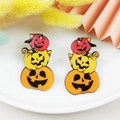 Halloween acrylic stacked pumpkin charms with jack-o'-lantern faces for jewelry DIY - Triple Stacked Pumpkin Figure (4 Double-Sided)