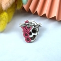 Acrylic skull charm with pink flowers and Living The Trust Never slogan pendant - Floral Skull Design(5)