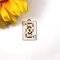 DIY enamel Poker Jack Rabbit pendant with red and blue drip oil finish on gold alloy - 10Pcs / Rabbit Jack of Diamonds Style (2)
