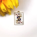 Enamel Red Heart King poker card pendant charm with gold rabbit king design - 10Pcs / Rabbit King of Hearts Style (4)