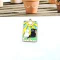 Enamel black and white cat tarot card pendant in alloy gold finish for DIY jewelry - Tarot Double Cat Style (Gold 1)