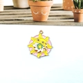 Enamel pendant featuring a white cat and sun design for DIY jewelry making - Sun White Cat Style (Gold 5)