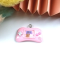 Pink resin retro game console pendant with metal loop for DIY keychain crafts - Light Pink
