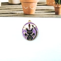 Enamel black cat tarot charm with bat wings and purple starry night for DIY jewelry - Demon Black Cat Style (Gold 6)