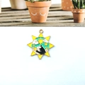 Star-shaped black cat tarot charm with turquoise enamel and golden alloy frame - Star Black Cat Style (Gold 7)
