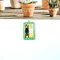 Rectangular black and white cat tarot pendant in yellow enamel for DIY jewelry making - Upside Down Double Cat Style (Gold 8)
