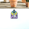 White cat with golden crown on yellow moon and purple arch enamel pendant charm - Arch White Cat Style (Black 9)