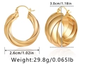 Details zu klobigen goldenen Creolen mit gedrehtem Muster und genauen Maßangaben von 3,0 cm - Spiralgedrehte Textur Chunky Stil (KE1178)