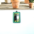Enamel black cat tarot charm with white cat and yellow background for DIY jewelry making - Upside Down Double Cat Style (Black 10)