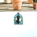 DIY enamel black cat crown charm with blue window frame for jewelry making - Crown Black Cat Style (Black 11)