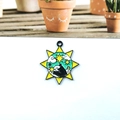 Vibrant sun tarot black cat enamel charm in yellow and mint for DIY jewelry making - Sun Black Cat Style (Black 12)