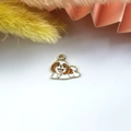 Cartoon dog enamel pendant charm with gold trim for DIY bracelets and keychains - Lying Dog