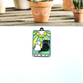 Enamel black cat tarot card alloy charm featuring sun and star motifs for DIY jewelry - Tarot Double Cat Style (Black 13)