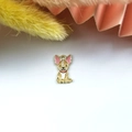 Colgante esmaltado de bulldog francés con marco dorado para hacer joyas de bricolaje - Perro Amarillo