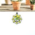 Round black cat tarot charm in yellow enamel with sun and moon pattern for DIY jewelry - Sun Moon Cat Style (Black 15)