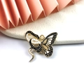 Gothischer Schlangen- und Schmetterlingsflügel-Emaille-Anhänger mit goldenen Mond-Sternen - Schmetterlingsschlange