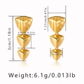 Detailed view of 18K gold plated triple geometric triangles with dimensions and weight - Triple Tier Geometric Layered Drop (KE1237) / 18K Gold