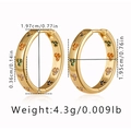 Detailed size chart for gold geometric earrings with multi-colored heart zircon stones - Heart Colorful Zirconia Gold Huggie (KE1218)