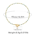 Exotic green crystal beaded necklace with baroque pearl and golden OT clasp detail - Green OT Buckle Pearl Style (KN0327)