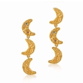 Orecchini a tripla luna dorati con trama martellata e gemme colorate preziose - Stile Tripla Mezzaluna Martellata Oro (KE1240) / Oro 18K / Oro