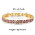 Details eines 18K vergoldeten Tennisarmbands mit lila Zirkonia und Maßen - 18K-Gold / Lila (KB0504-3)