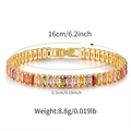 Detaillierte Makroansicht des bunten Zirkon-Tennisarmbands in vergoldetem Kupfer - 18K-Gold / Mehrfarbig (KB0504-2)