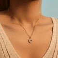 Fashionable 18K gold plated necklace with a sparkling diamond flower pendant for women - White Heart Hollow Circle (KN0363-2)