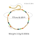 Chaîne de cheville bohème colorée plaquée or avec chaîne d'extension réglable - Or 18 carats / Style Perle Facettée Colorée (KA0229)