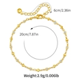 Bracelet de cheville cœur doré avec cristaux blancs, chaîne d'extension 20 cm plus 6 cm - Or 18 carats / Style Cœur et Anneau en Strass (KA0234)